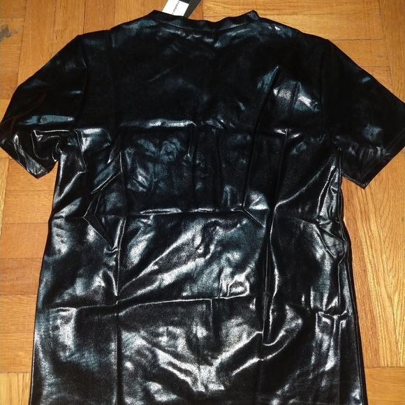 Faux Leather Metallic Club Shirt US Small Asian M - Picture 5 of 5